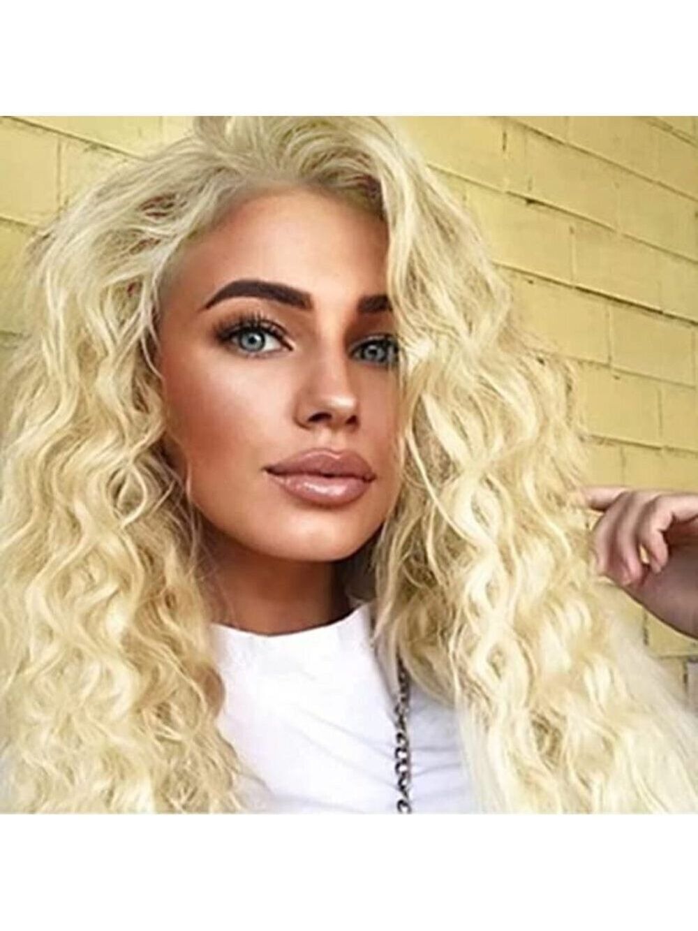 𝅺🆕 Stunning Long Wavy Platinum Blonde Hair Replacement Wig Lace SEXY NWT 👀😘